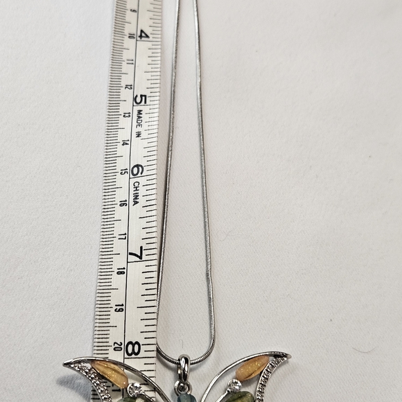 Butterfly Beaded Silver Necklace - Picture 7 of 11